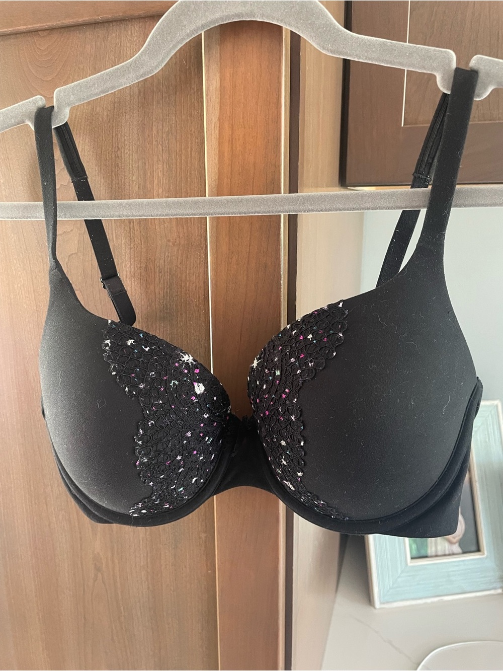 Victoria's Secret Black Lace-Embellished T-Shirt Bra